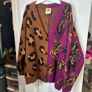 FARM Rio Women's Cardigan - Brown and Purple Leopard Print